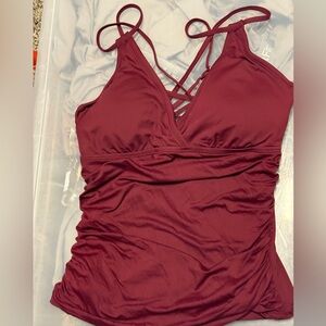 La Blanca tankini maroon burgundy sz 10 swim top